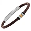 Bracelet homme Jourdan Esus cuir synthétique tressé_x005f_x000D_acier bicolore