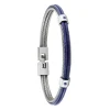 Bracelet homme Jourdan Fuf acier et cordelette bleue