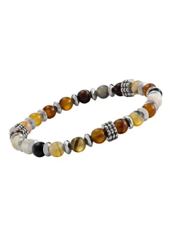 Bracelet homme Jourdan Lewis agate café acier