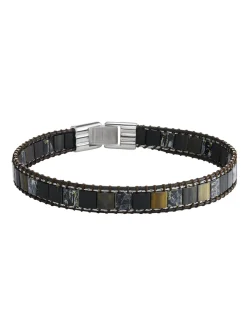 Bracelet homme Jourdan Orion_x005f_x000D_acier et perles multicolores