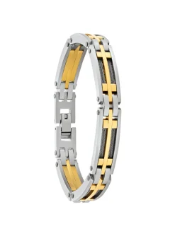 Bracelet homme Jourdan Priam acier blanc et doré