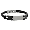 Bracelet homme Jourdan Thasos acier cuir noir