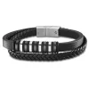 Bracelet homme Lotus acier cuir noir