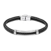 Bracelet Homme Lotus Style cuir et acier