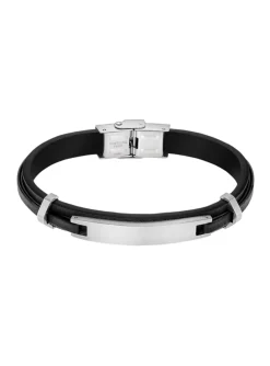 Bracelet homme Lotus Style acier et cuir