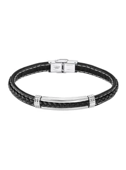Bracelet Homme Lotus Style cuir et acier