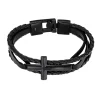 Bracelet homme Lotus Style Men In Black croix/cuir