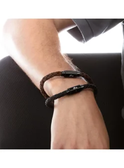 Bracelet homme Lotus Style Urban Man cuir marron