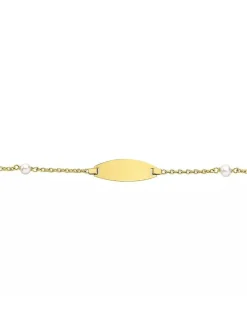 Bracelet identité bébé or jaune 18 carats 2 perles
