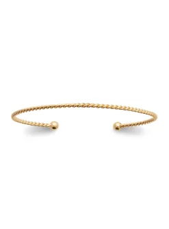 Bracelet jonc Brillaxis ouvert fil torsadé plaqué or_x005f_x000D_56mm