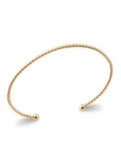 Bracelet jonc Brillaxis ouvert fil torsadé plaqué or_x005f_x000D_56mm