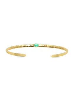 Bracelet jonc Brillaxis pierre bleue plaqué or