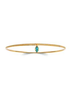 Bracelet jonc Brillaxis pierre bleue plaqué or