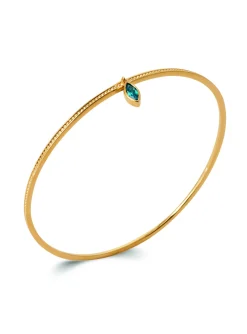 Bracelet jonc Brillaxis pierre bleue plaqué or
