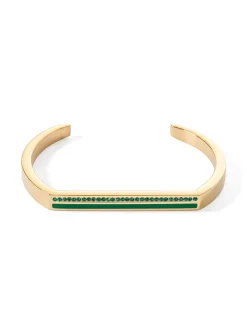 Bracelet jonc Coeur de Lion Cuff Square doré/vert