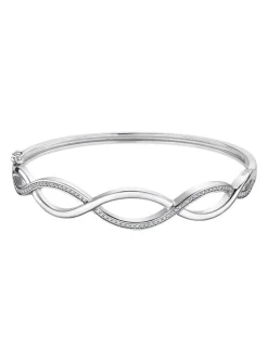 Bracelet jonc Lotus Silver motif vague empierré