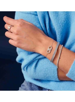 Bracelet jonc SIF JAKOBS FELLINE CONCAVO_x005f_x000D_oxydes de zirconium bleu et blanc