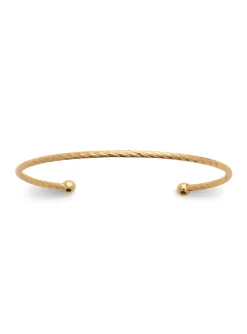 Bracelet jonc torsadé Brillaxis plaqué or 56mm