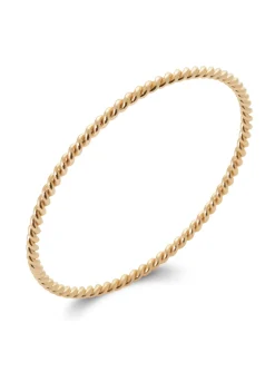 Bracelet jonc torsadé Brillaxis plaqué or 3 mm