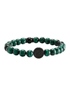 Bracelet Jouradan élastique perles malachite acier_x005f_x000D_collection Yasur