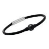 Bracelet Jourdan Albann acier cuir tressé noir Onyx