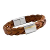 Bracelet Jourdan Artemis Acier Cuir marron_x005f_x000D_Bande Or 750/1000