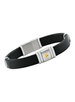 Bracelet Jourdan cuir synthétique noir acier vis or_x005f_x000D_Collection Antonio