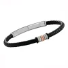Bracelet Jourdan Esus cuir tressé_x005f_x000D_ACIER BICOLORE ROSE