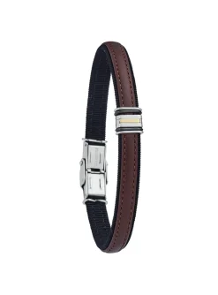 Bracelet Jourdan Gois cuir marron acier or