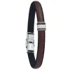 Bracelet Jourdan Gois cuir, acier, or 18 carats