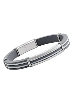 Bracelet Jourdan Rowann Acier Caoutchouc gris