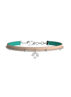 Bracelet Les Cadettes Lotus argenté_x005f_x000D_cuir rose nude et turquoise aquatic