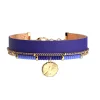 Bracelet Les Cadettes multi-rangs Girafe_x005f_x000D_cuir bleu outremer et rose sirène