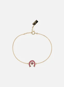 Bracelet Les Georgettes doré fer à cheval rose_x005f_x000D_Collection Les Cadettes