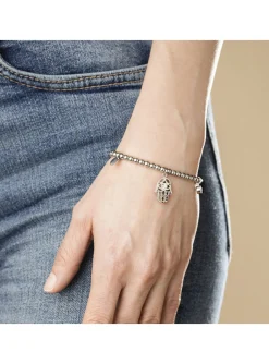 Bracelet Lotus main de Fatma et boules en acier
