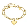 Bracelet Lotus Style acier doré pampille coeur