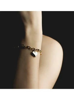 Bracelet Lotus Style acier doré pampille coeur