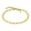Bracelet Lotus Style Maille Forçat Acier Doré