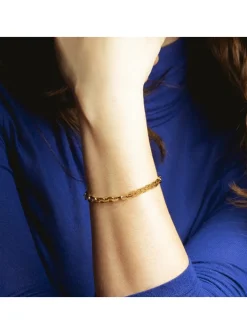 Bracelet Lotus Style Maille Forçat Acier Doré