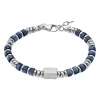 Bracelet Lotus Style Perles Bleues acier