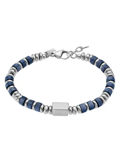 Bracelet Lotus Style Perles Bleues acier