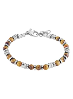 Bracelet Lotus Style Perles marrons Acier