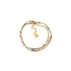 Bracelet multirang Zag acier doré coton gris