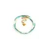 Bracelet multirang Zag acier doré coton turquoise