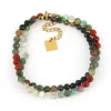 Bracelet multirang Zag acier doré pierre 4 mm