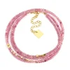 Bracelet multirang Zag Favela acier doré tourmalinerose