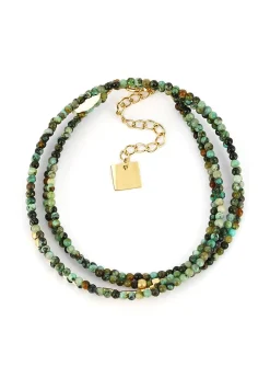 Bracelet multirang Zag Favela acier doré turquoise_x005f_x000D_africaine