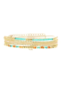 Bracelet multi-rangs Zag Bijoux doré mix de pierres_x005f_x000D_réglable