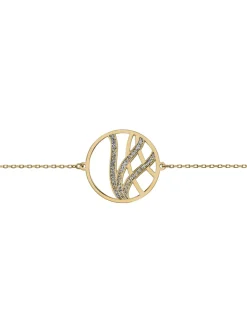 Bracelet or 18 carats motif courbe pailleté cercle
