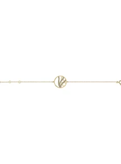 Bracelet or 18 carats motif courbe pailleté cercle